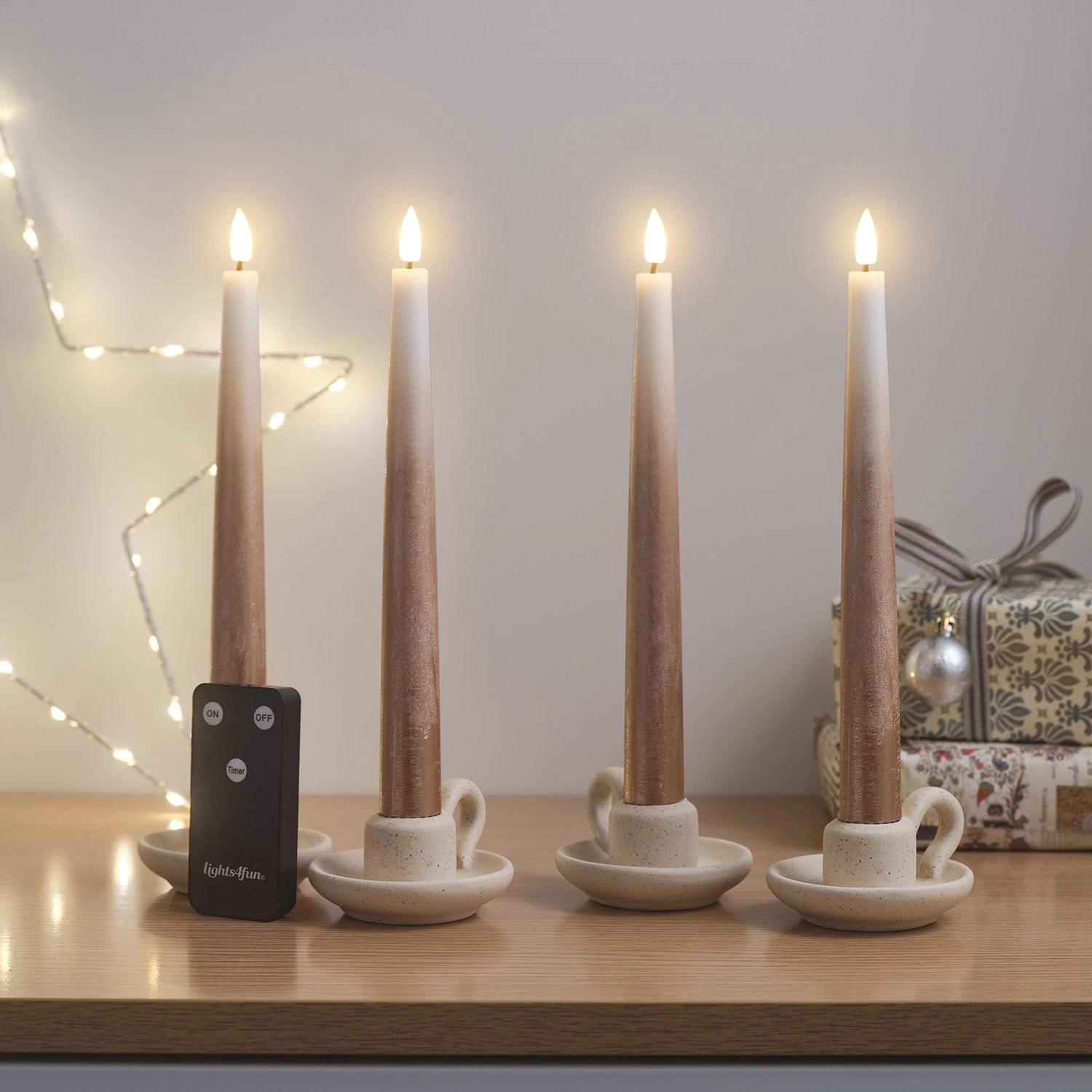 Lot De 4 Chandelles TruGlow® Effet Ombré Bronze Télécommandées 2 Lot De 4 Chandelles TruGlow® Effet Ombré Bronze Télécommandées – Image 2