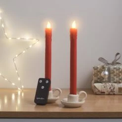 Light4fun Boutique -Light4fun Boutique CA25012 lot de 2 chandelles en cire rouge avec telecommande 3