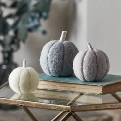 Lot De Déco D'Automne, 6 Citrouilles En Laine