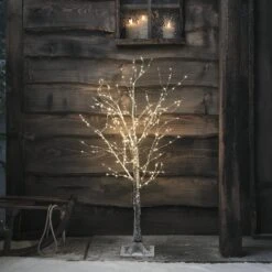 Arbre Lumineux De 1 M Style Bouleau à 300 Micro LED Blanc Chaud