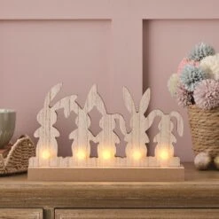 Décoration Lumineuse En Bois Lapins De Pâques