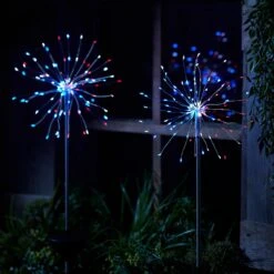 2 Balises Solaires Feux D'artifice Bleu, Blanc, Rouge