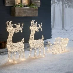 Light4fun Boutique -Light4fun Boutique XX2101 Rennes de noel avec traineau lumineux blanc chaud 1