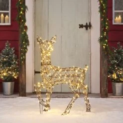 Biche Lumineuse En Rotin Studley De 88 Cm à LED Bicolore
